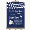 Navy Blue Watercolour Lights Jenga Guest Book Customised Wedding Sign