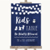 Navy Blue Watercolour Lights Kids Table Customised Wedding Sign