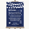 Navy Blue Watercolour Lights No Phone Camera Unplugged Customised Wedding Sign