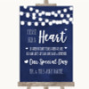 Navy Blue Watercolour Lights Sign a Heart Customised Wedding Sign