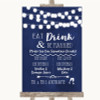 Navy Blue Watercolour Lights Signature Favourite Drinks Wedding Sign