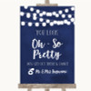 Navy Blue Watercolour Lights Toilet Get Out & Dance Customised Wedding Sign