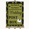 Olive Green Damask Card Post Box Customised Wedding Sign