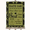 Olive Green Damask Date Jar Guestbook Customised Wedding Sign