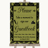 Olive Green Damask Take A Moment To Sign Our Guest Book Wedding Sign