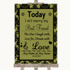 Olive Green Damask Today I Marry My Best Friend Customised Wedding Sign