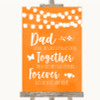 Orange Watercolour Lights Dad Walk Down The Aisle Customised Wedding Sign