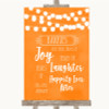 Orange Watercolour Lights Hankies And Tissues Customised Wedding Sign