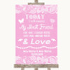 Pink Burlap & Lace Today I Marry My Best Friend Customised Wedding Sign