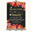 Pink Coral Orange & Purple Choose A Seat We Are All Family Wedding Sign