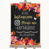 Pink Coral Orange & Purple Instagram Hashtag Customised Wedding Sign