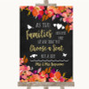 Pink Coral Orange & Purple As Families Become One Seating Plan Wedding Sign