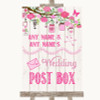 Pink Rustic Wood Card Post Box Customised Wedding Sign