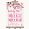Pink Rustic Wood Dancing Shoes Flip-Flop Tired Feet Customised Wedding Sign