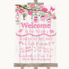 Pink Rustic Wood Welcome Order Of The Day Customised Wedding Sign