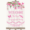 Pink Rustic Wood Welcome To Our Engagement Party Customised Wedding Sign