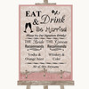 Pink Shabby Chic Signature Favourite Drinks Customised Wedding Sign