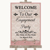 Pink Shabby Chic Welcome To Our Engagement Party Customised Wedding Sign