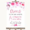 Pink Watercolour Floral Cheers To Love Customised Wedding Sign