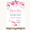 Pink Watercolour Floral Cigar Bar Customised Wedding Sign