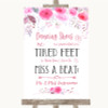 Pink Watercolour Floral Dancing Shoes Flip-Flop Tired Feet Wedding Sign