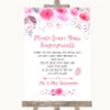 Pink Watercolour Floral Fingerprint Guestbook Customised Wedding Sign