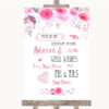 Pink Watercolour Floral Guestbook Advice & Wishes Mr & Mrs Wedding Sign