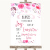 Pink Watercolour Floral Hankies And Tissues Customised Wedding Sign