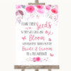 Pink Watercolour Floral Plant Seeds Favours Customised Wedding Sign