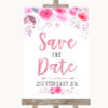 Pink Watercolour Floral Save The Date Customised Wedding Sign