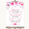 Pink Watercolour Floral Welcome Order Of The Day Customised Wedding Sign