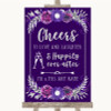 Purple & Silver Cheers To Love Customised Wedding Sign
