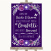 Purple & Silver Confetti Customised Wedding Sign