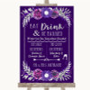 Purple & Silver Signature Favourite Drinks Customised Wedding Sign