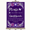 Purple & Silver Take A Moment To Sign Our Guest Book Customised Wedding Sign