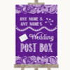 Purple Burlap & Lace Card Post Box Customised Wedding Sign