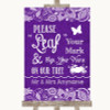 Purple Burlap & Lace Fingerprint Tree Instructions Customised Wedding Sign