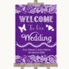 Purple Burlap & Lace Welcome To Our Wedding Customised Wedding Sign