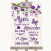 Purple Rustic Wood I Love You Message For Mum Customised Wedding Sign