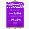 Purple Watercolour Lights Blow Bubbles Customised Wedding Sign