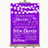 Purple Watercolour Lights Cheesecake Cheese Song Customised Wedding Sign