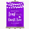 Purple Watercolour Lights Guest Tree Leaf Customised Wedding Sign