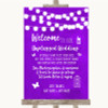 Purple Watercolour Lights No Phone Camera Unplugged Customised Wedding Sign