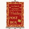 Red & Gold Card Post Box Customised Wedding Sign