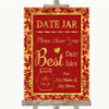 Red & Gold Date Jar Guestbook Customised Wedding Sign