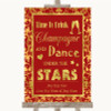 Red & Gold Drink Champagne Dance Stars Customised Wedding Sign