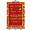 Red & Gold No Phone Camera Unplugged Customised Wedding Sign