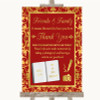 Red & Gold Photo Guestbook Friends & Family Customised Wedding Sign