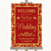 Red & Gold Welcome To Our Wedding Customised Wedding Sign