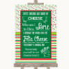 Red & Green Winter Cheese Board Song Customised Wedding Sign